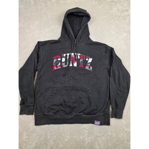 Runtz Worldwide Hoodie Mens XL Black Camo Logo Pullover Sweatshirt Faded